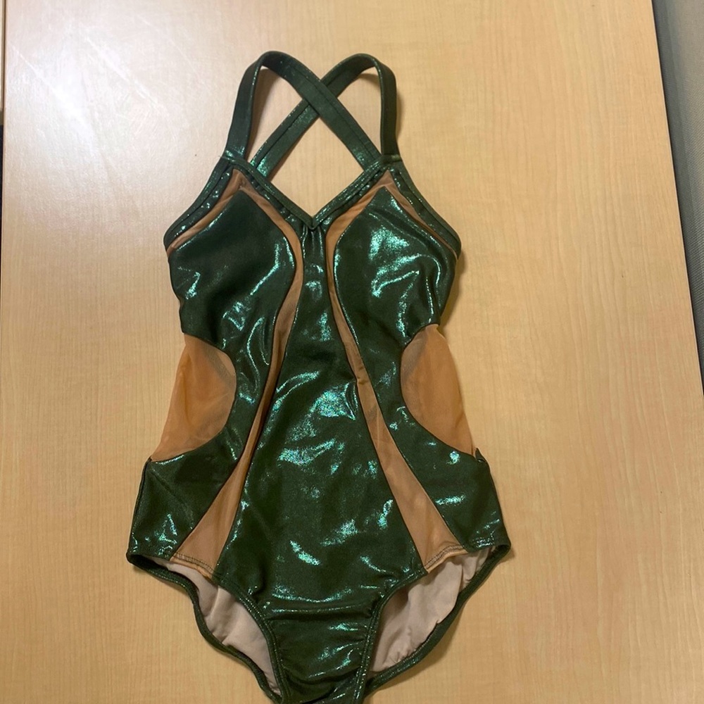LA Dance Designs Metallic Green One Piece Custom Dance Costume